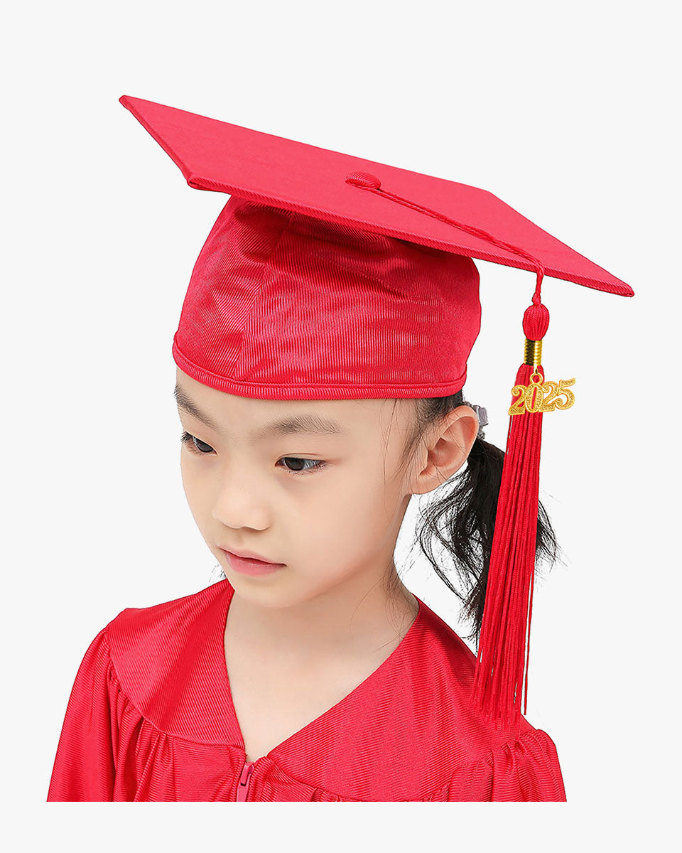 Shiny Kindergarten Graduation Cap with Tassel-12 Colors Available