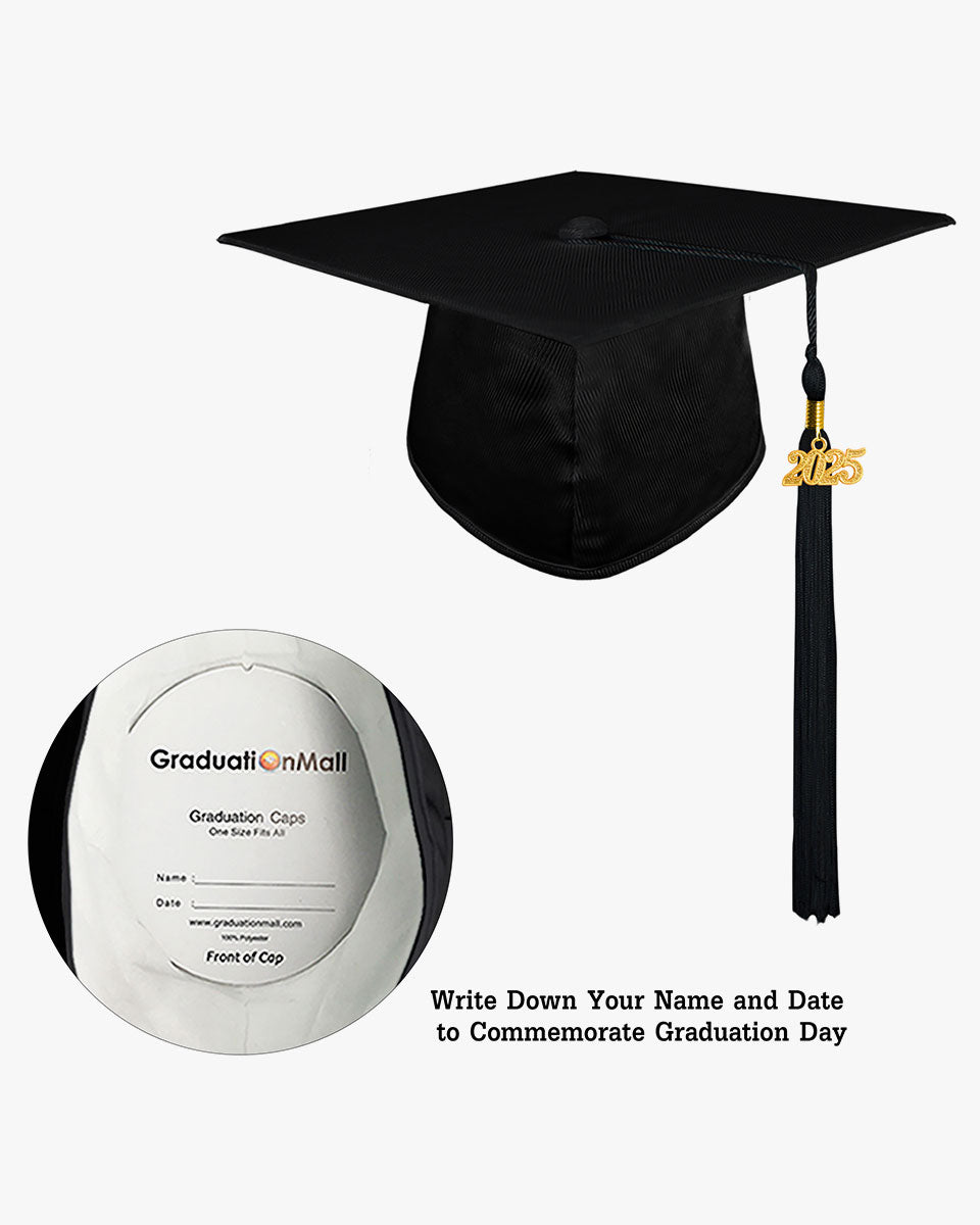 High School Shiny Adult Graduation Cap with Tassel-12 Colors Available