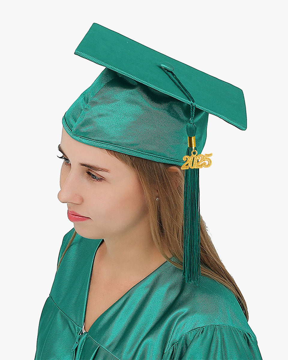 High School Shiny Adult Graduation Cap with Tassel-12 Colors Available