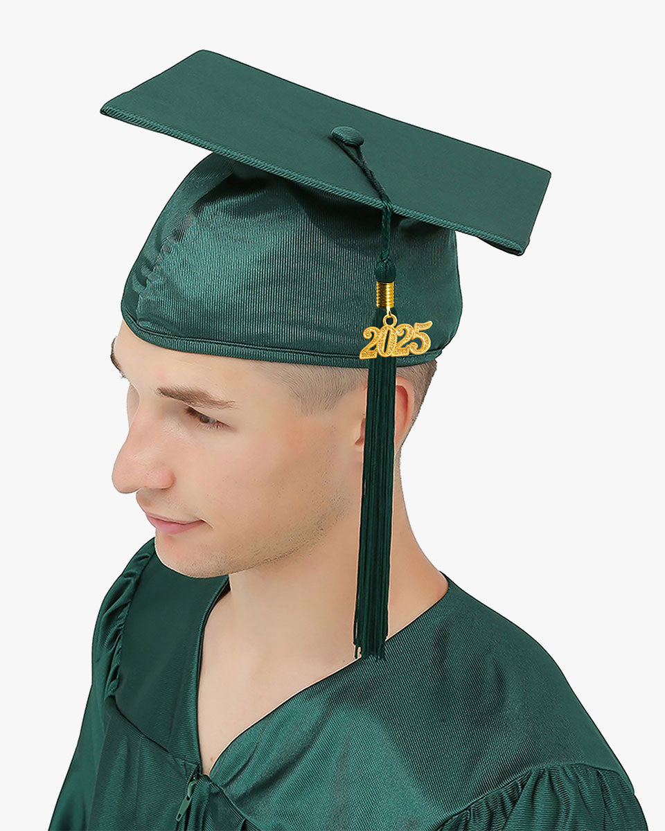 High School Shiny Adult Graduation Cap with Tassel-12 Colors Available