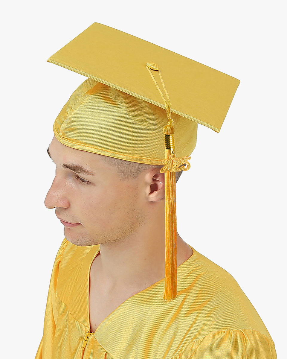 High School Shiny Adult Graduation Cap with Tassel-12 Colors Available