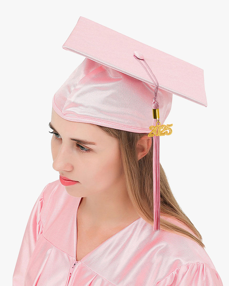 High School Shiny Adult Graduation Cap with Tassel-12 Colors Available