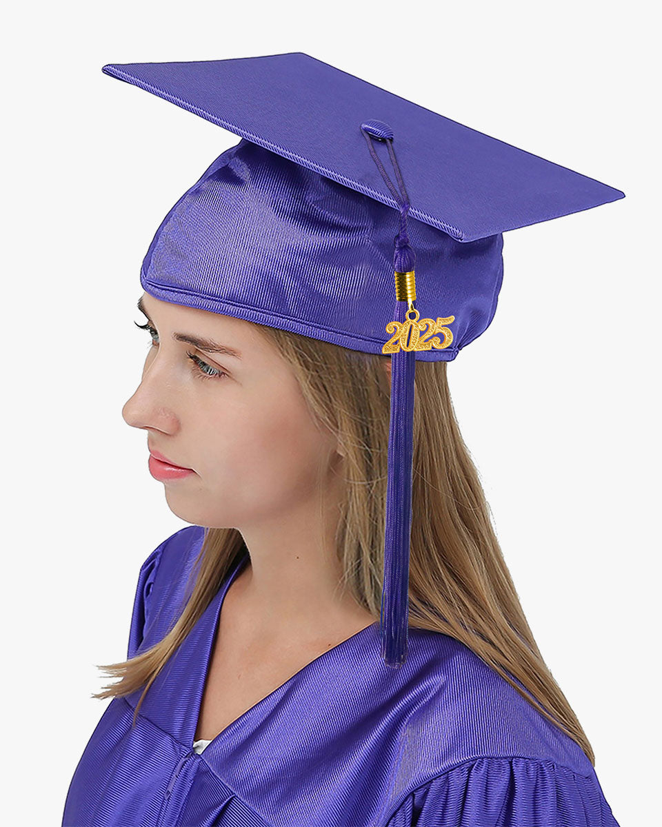 High School Shiny Adult Graduation Cap with Tassel-12 Colors Available