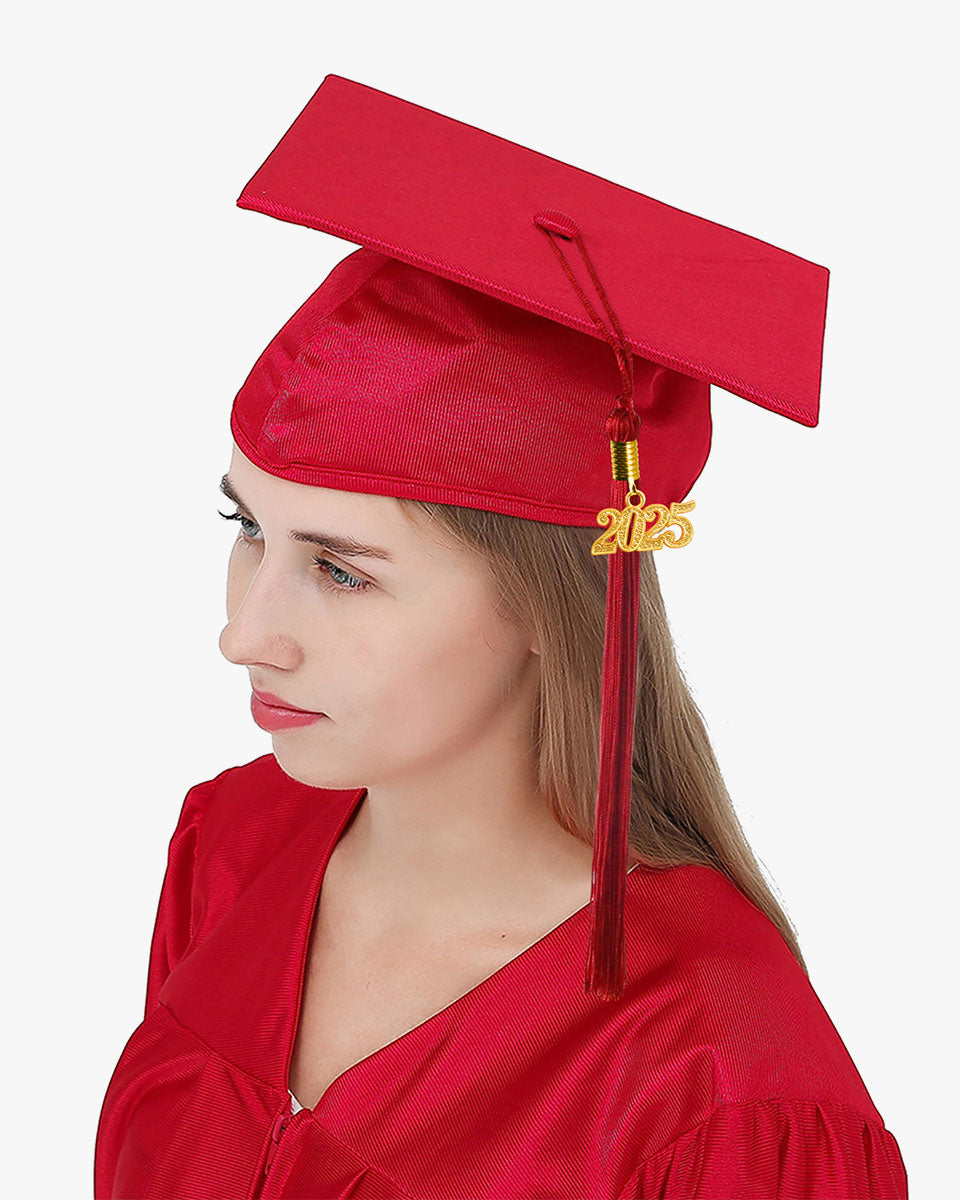 High School Shiny Adult Graduation Cap with Tassel-12 Colors Available