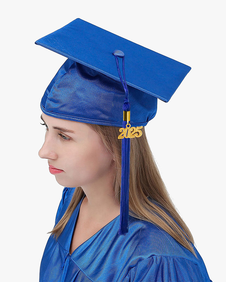 High School Shiny Adult Graduation Cap with Tassel-12 Colors Available