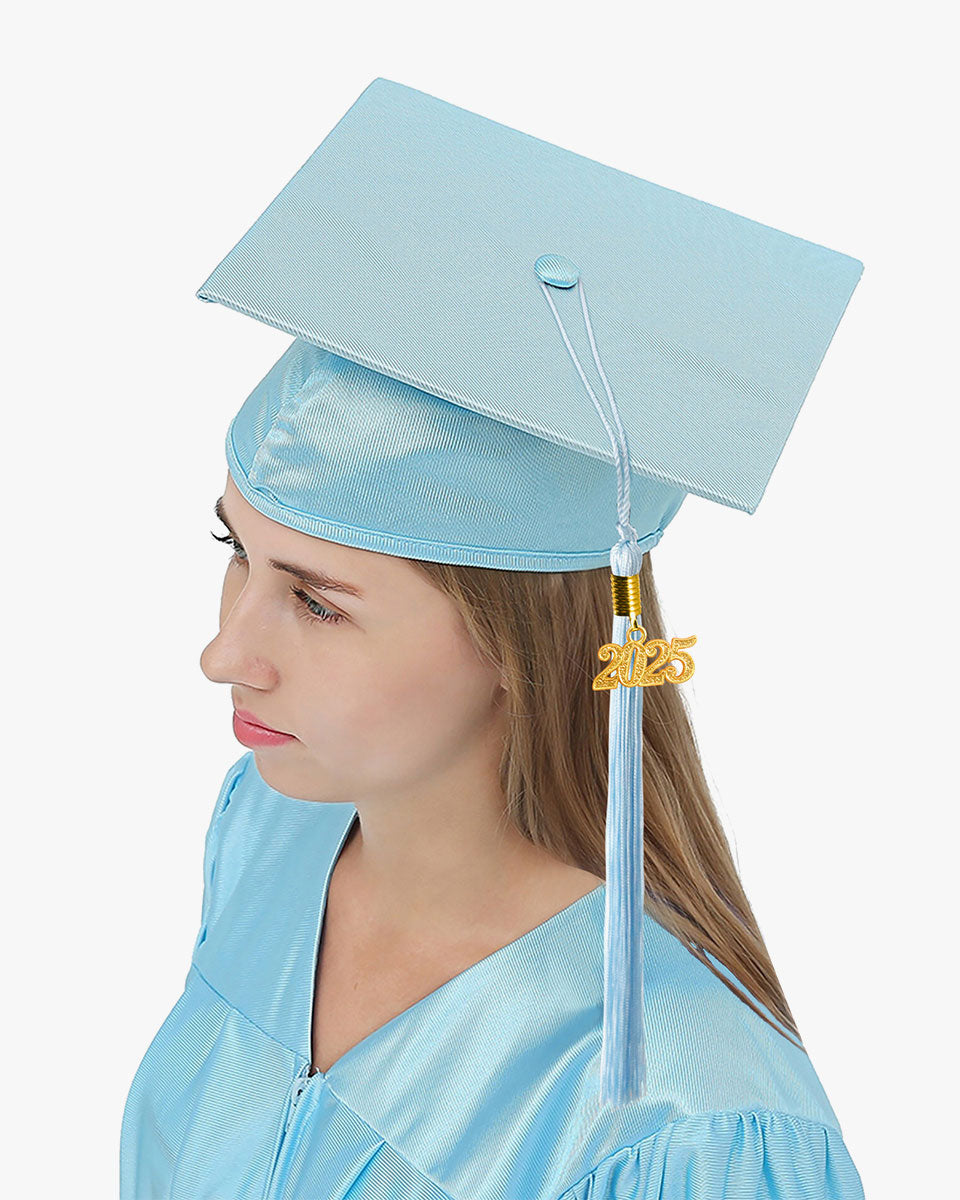 High School Shiny Adult Graduation Cap with Tassel-12 Colors Available