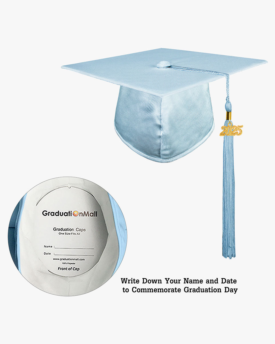 High School Shiny Adult Graduation Cap with Tassel-12 Colors Available