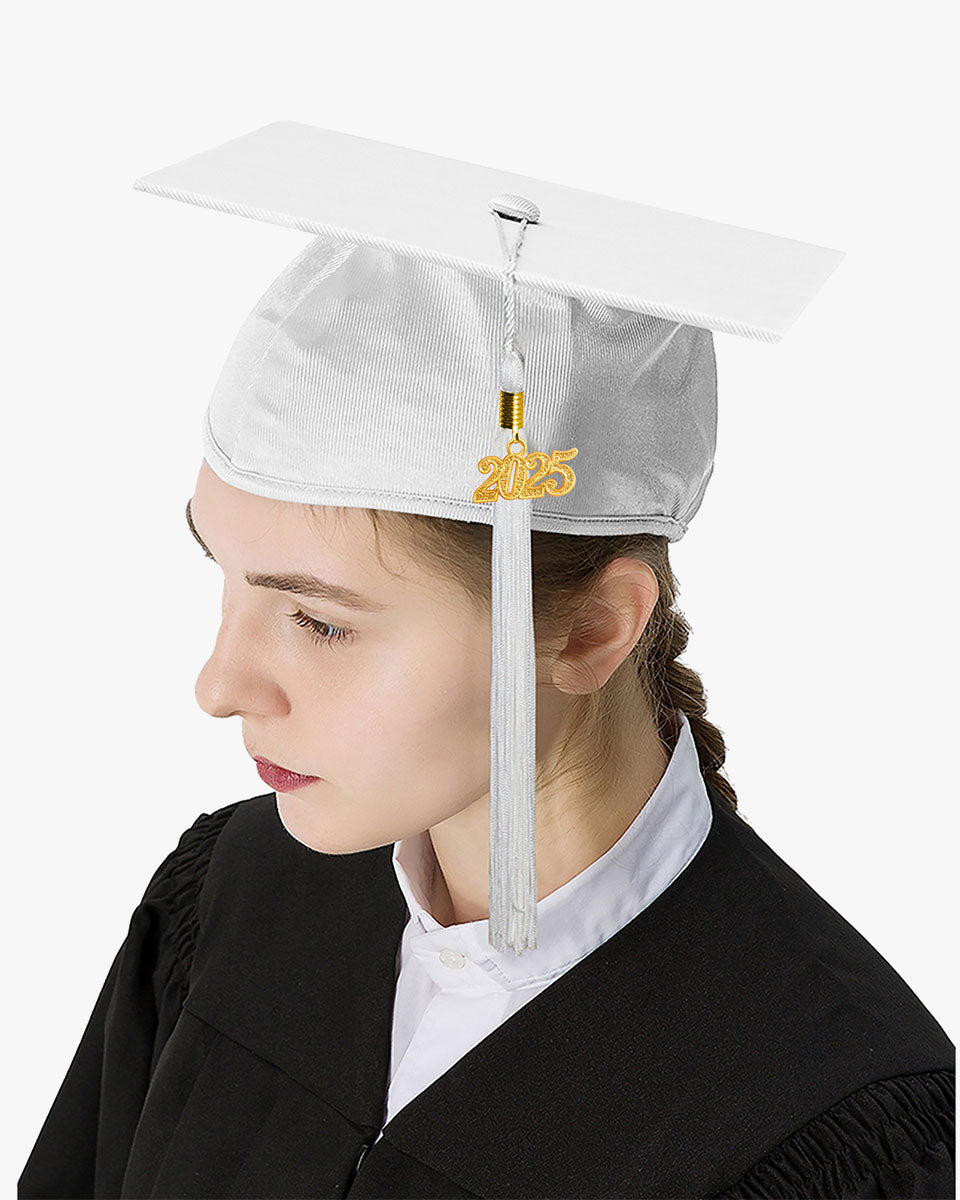 High School Shiny Adult Graduation Cap with Tassel-12 Colors Available