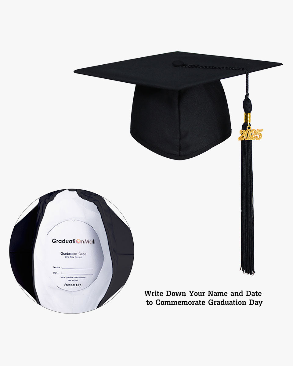 High School Matte Adult Graduation Cap with Tassel-12 Colors Available