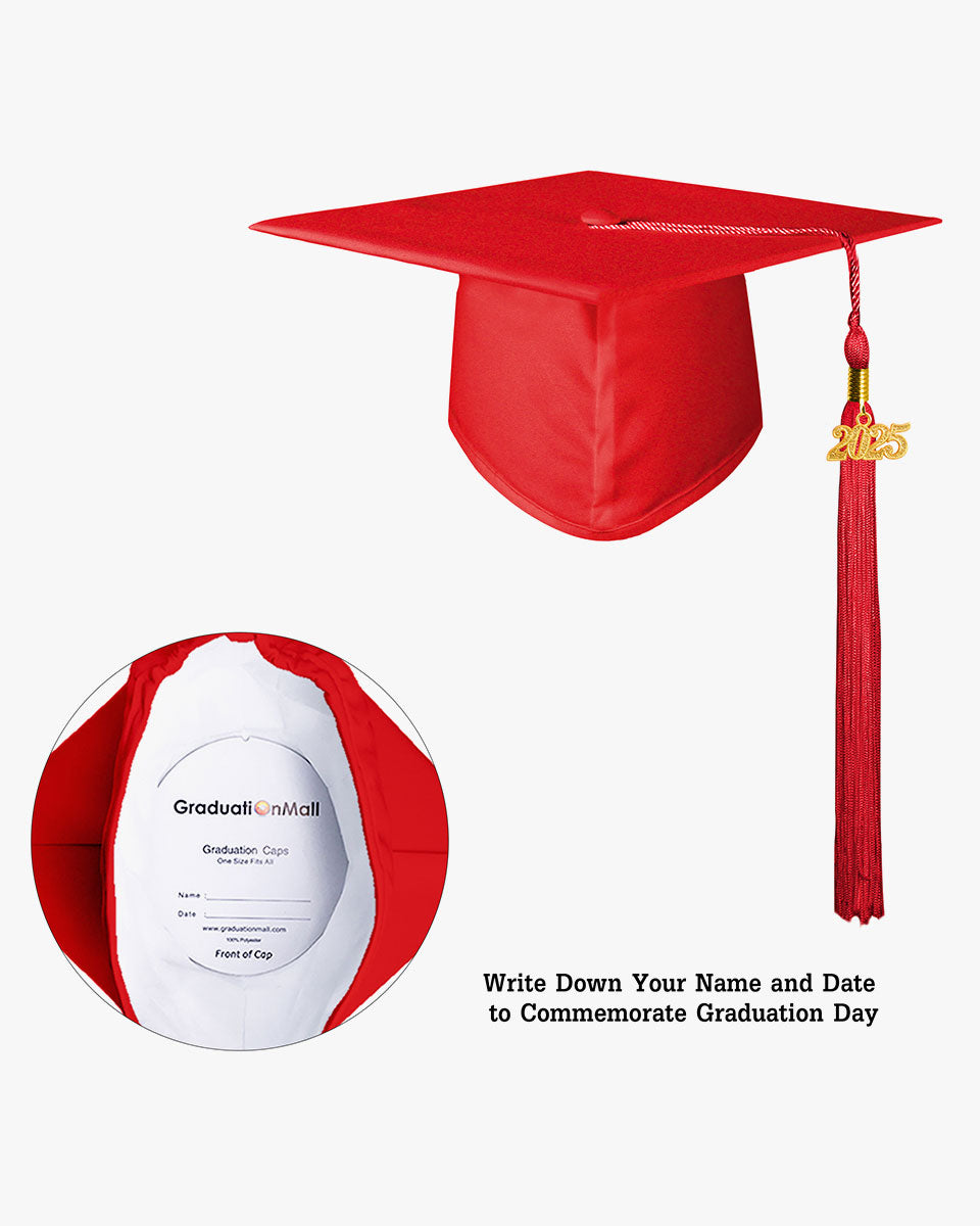 High School Matte Adult Graduation Cap with Tassel-12 Colors Available