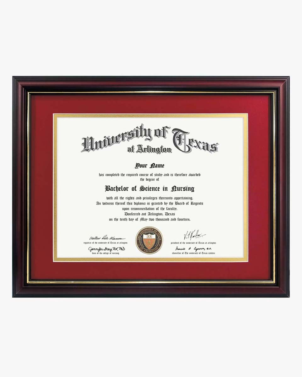 Certificate Documents Frame Real Wood with Gold Trim for 8.5"*11" - 13 Colors Available