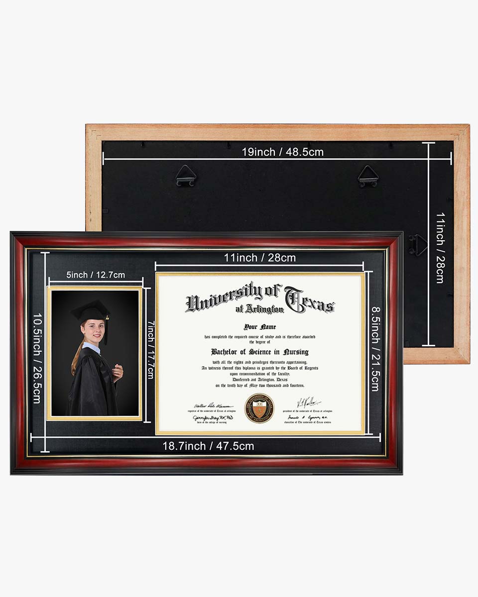 Certificate Picture Cherry Solid Wood Frame for 8.5x11 Certificate - 2 Colors Available