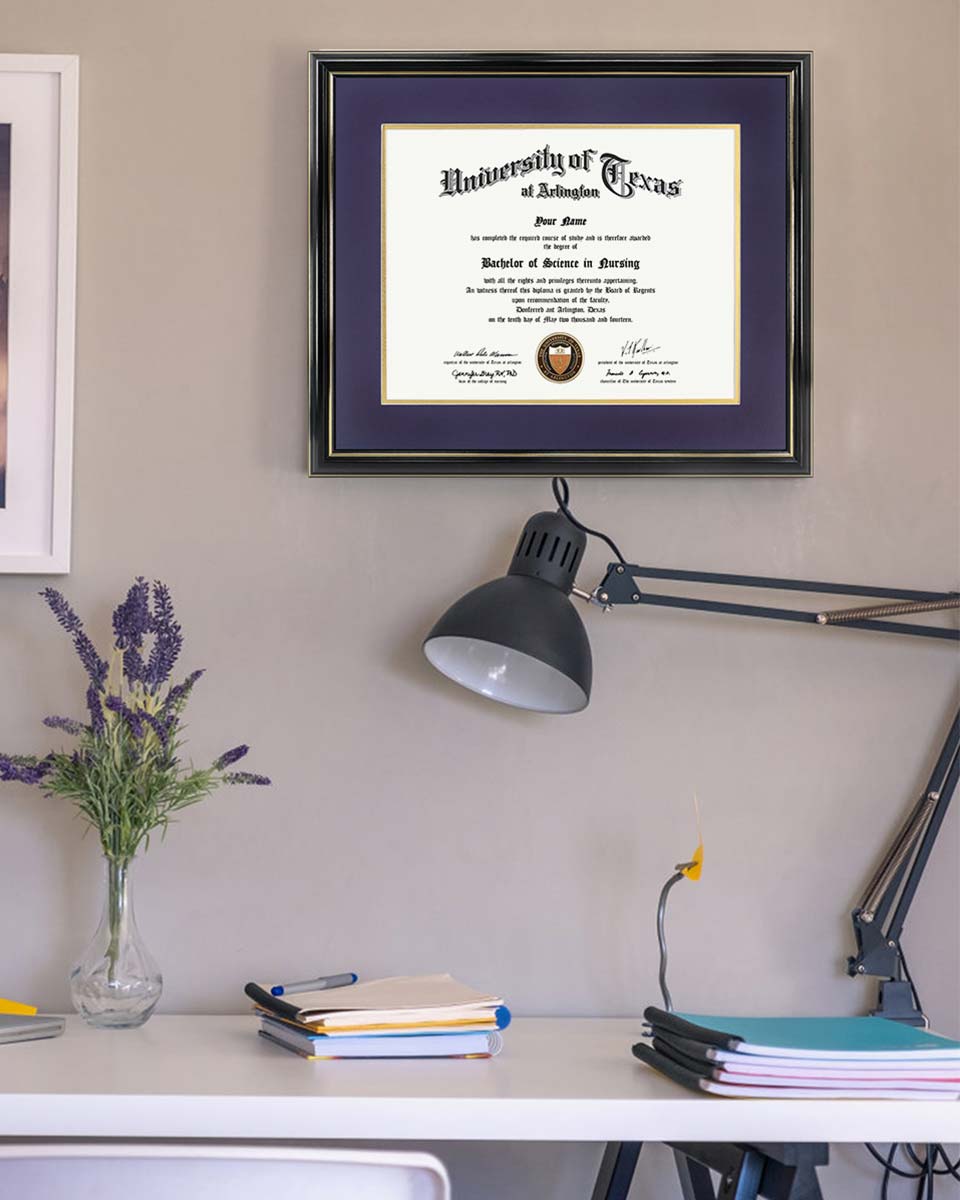 Certificate Documents Frame Real Wood with Gold Trim for 11"*14" - 10 Colors Available
