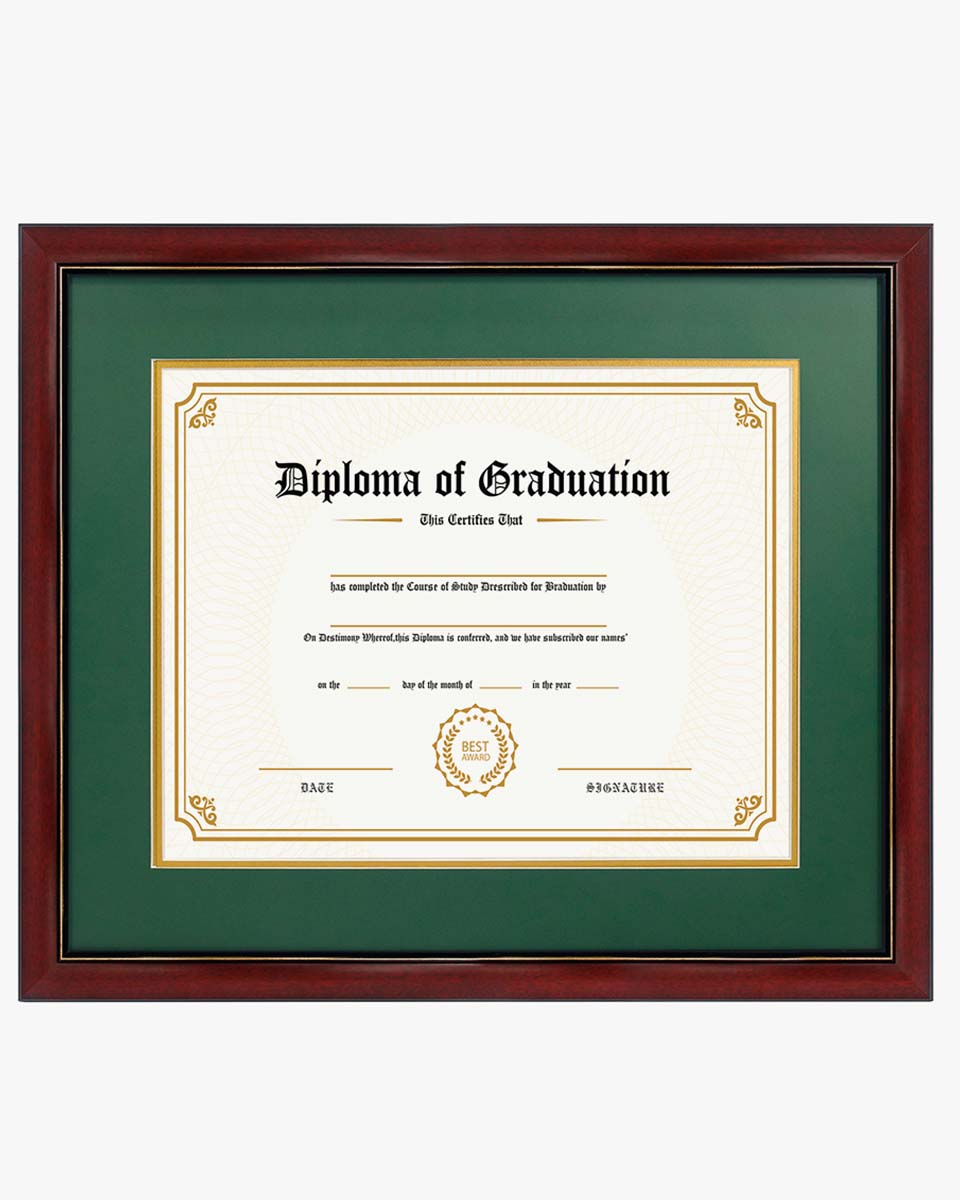 Graduation Certificate Solid Wood & UV Protection Acrylic Cherry Finish with Gold Trim for 11*14 / 15*18 - 4 Colors Available