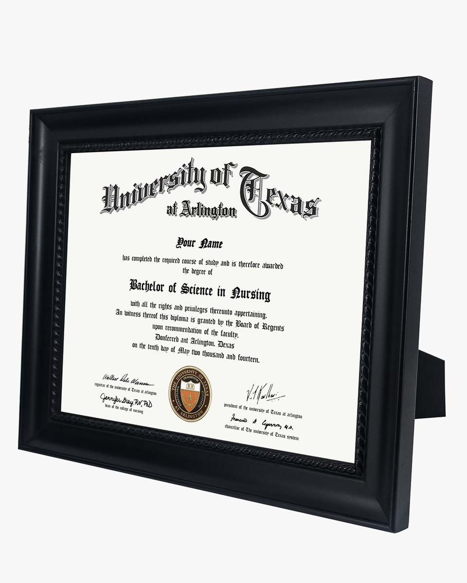 Certificate Document Solid Wood Frame with Intricate Black Rope Detail 8.5"*11" - 2 Colors Available