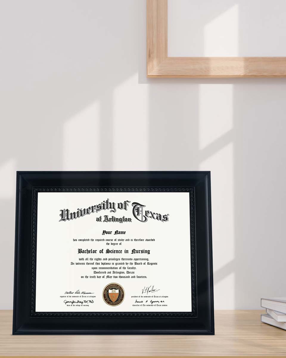 Certificate Document Solid Wood Frame with Intricate Black Rope Detail 8.5"*11" - 2 Colors Available