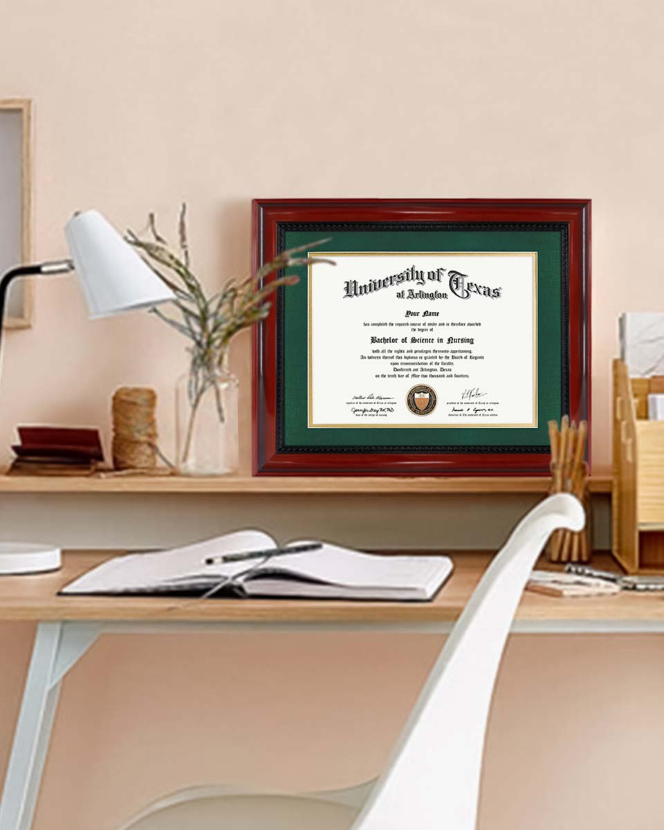 Certificate Solid Wood Frame with Intricate Black Rope Detail for 8.5"*11"/11"*14" - 10 Colors Available