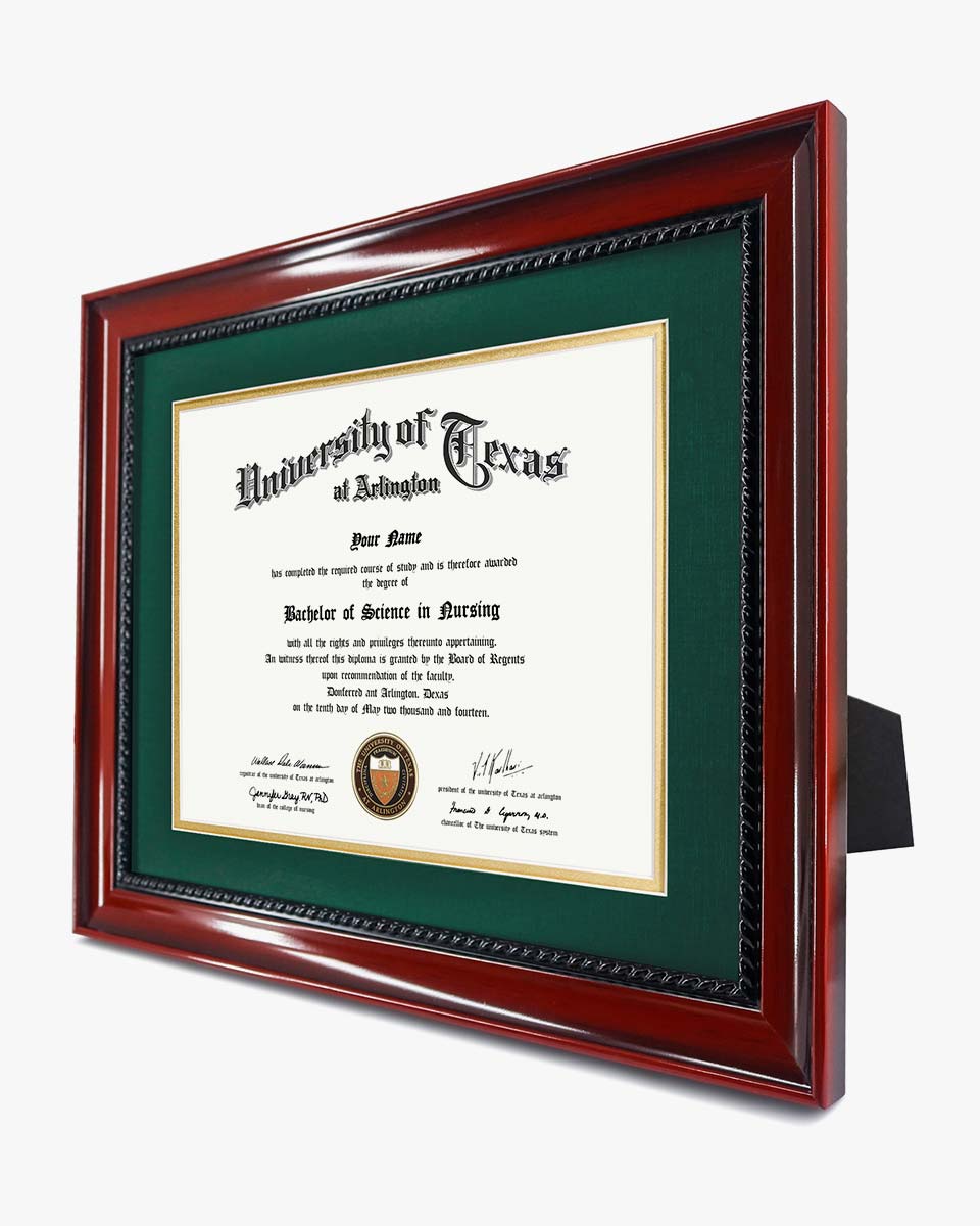 Certificate Solid Wood Frame with Intricate Black Rope Detail for 8.5"*11"/11"*14" - 10 Colors Available