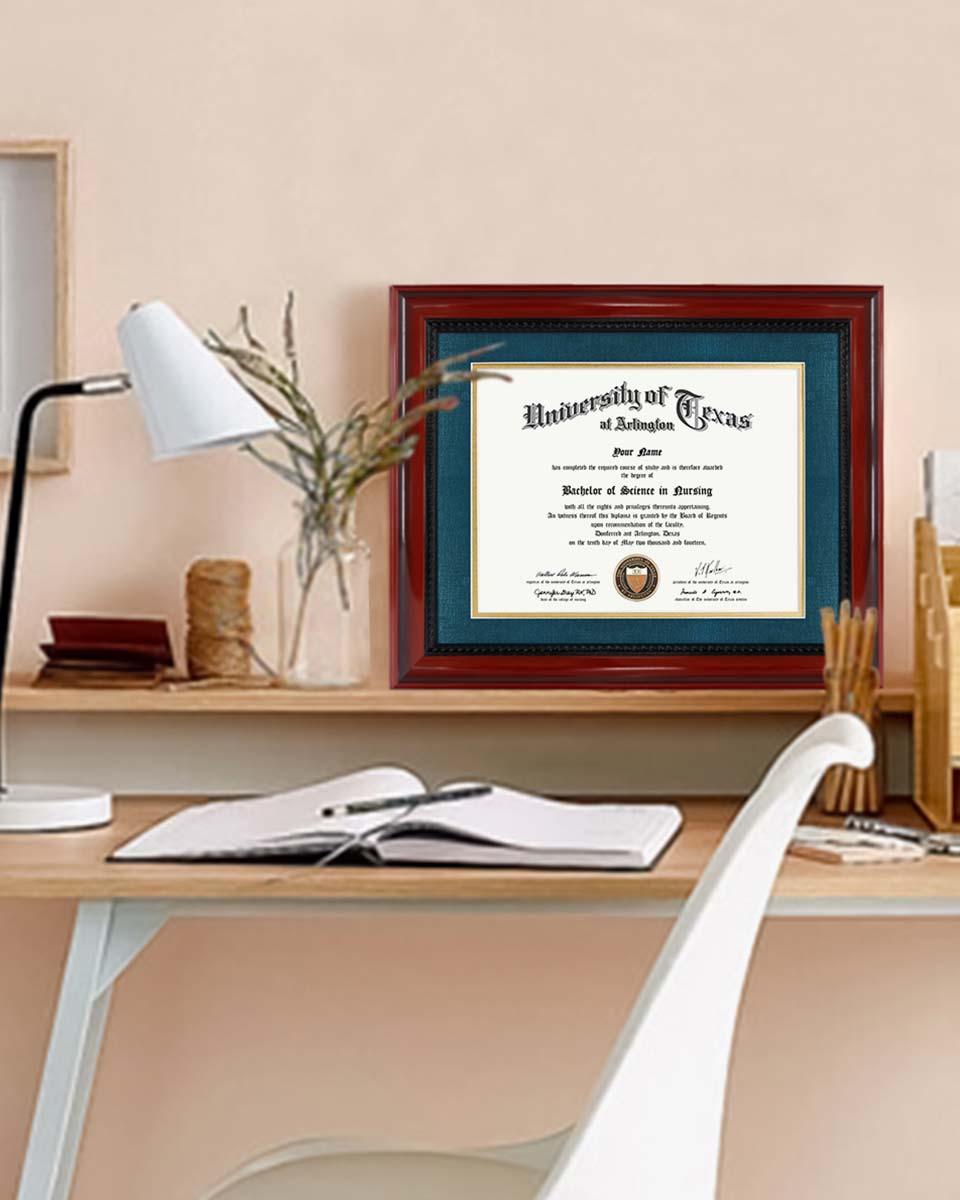 Certificate Solid Wood Frame with Intricate Black Rope Detail for 8.5"*11"/11"*14" - 10 Colors Available