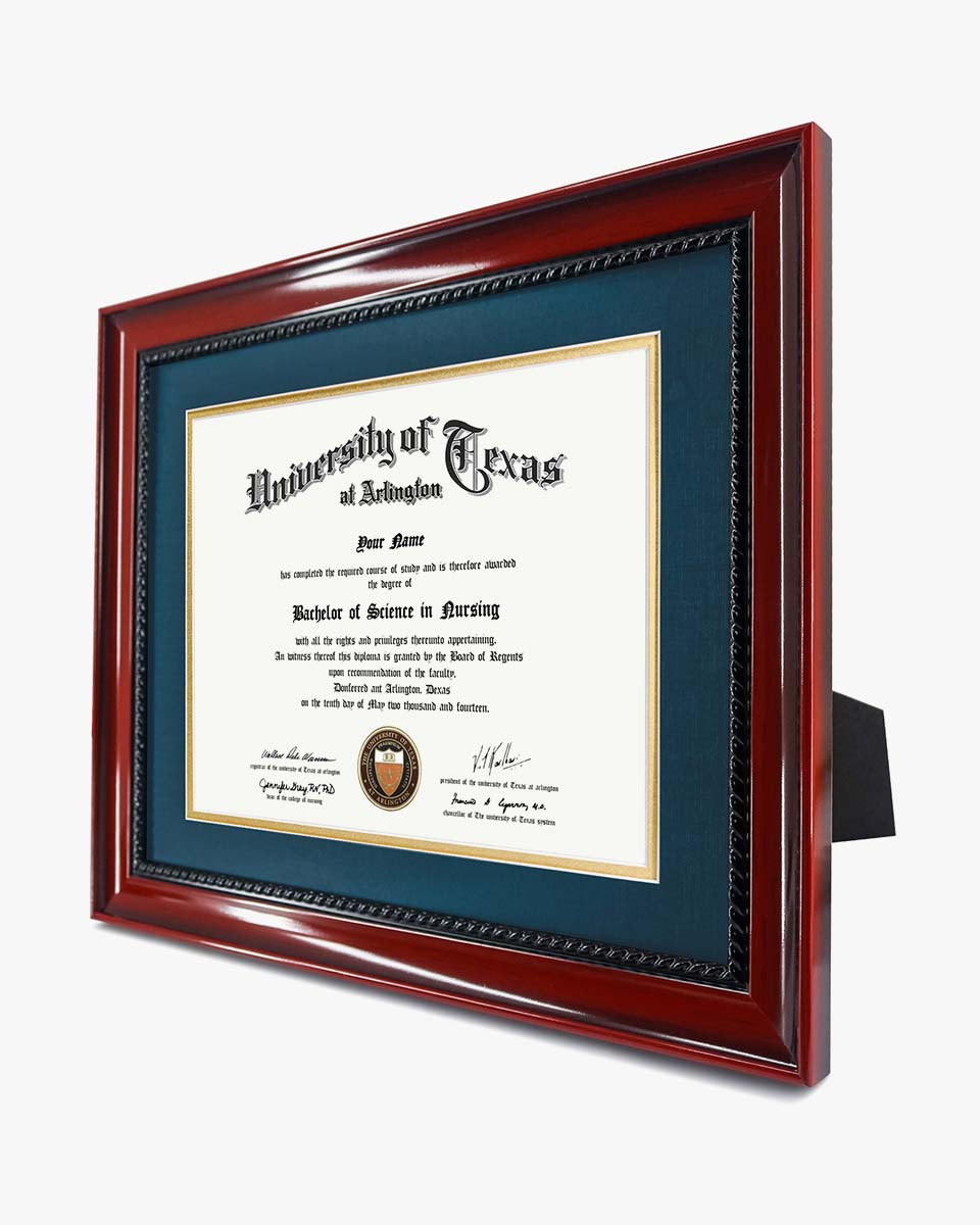 Certificate Solid Wood Frame with Intricate Black Rope Detail for 8.5"*11"/11"*14" - 10 Colors Available