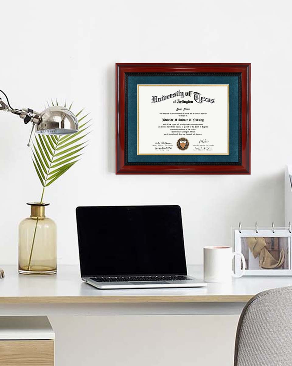 Certificate Solid Wood Frame with Intricate Black Rope Detail for 8.5"*11"/11"*14" - 10 Colors Available