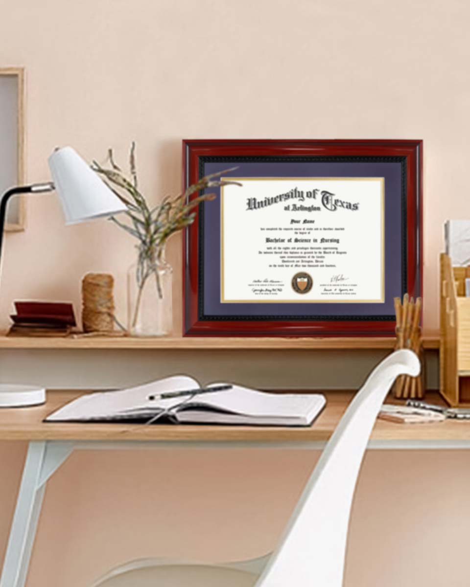 Certificate Solid Wood Frame with Intricate Black Rope Detail for 8.5"*11"/11"*14" - 10 Colors Available