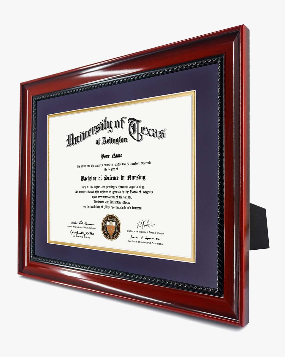 Certificate Solid Wood Frame with Intricate Black Rope Detail for 8.5"*11"/11"*14" - 10 Colors Available