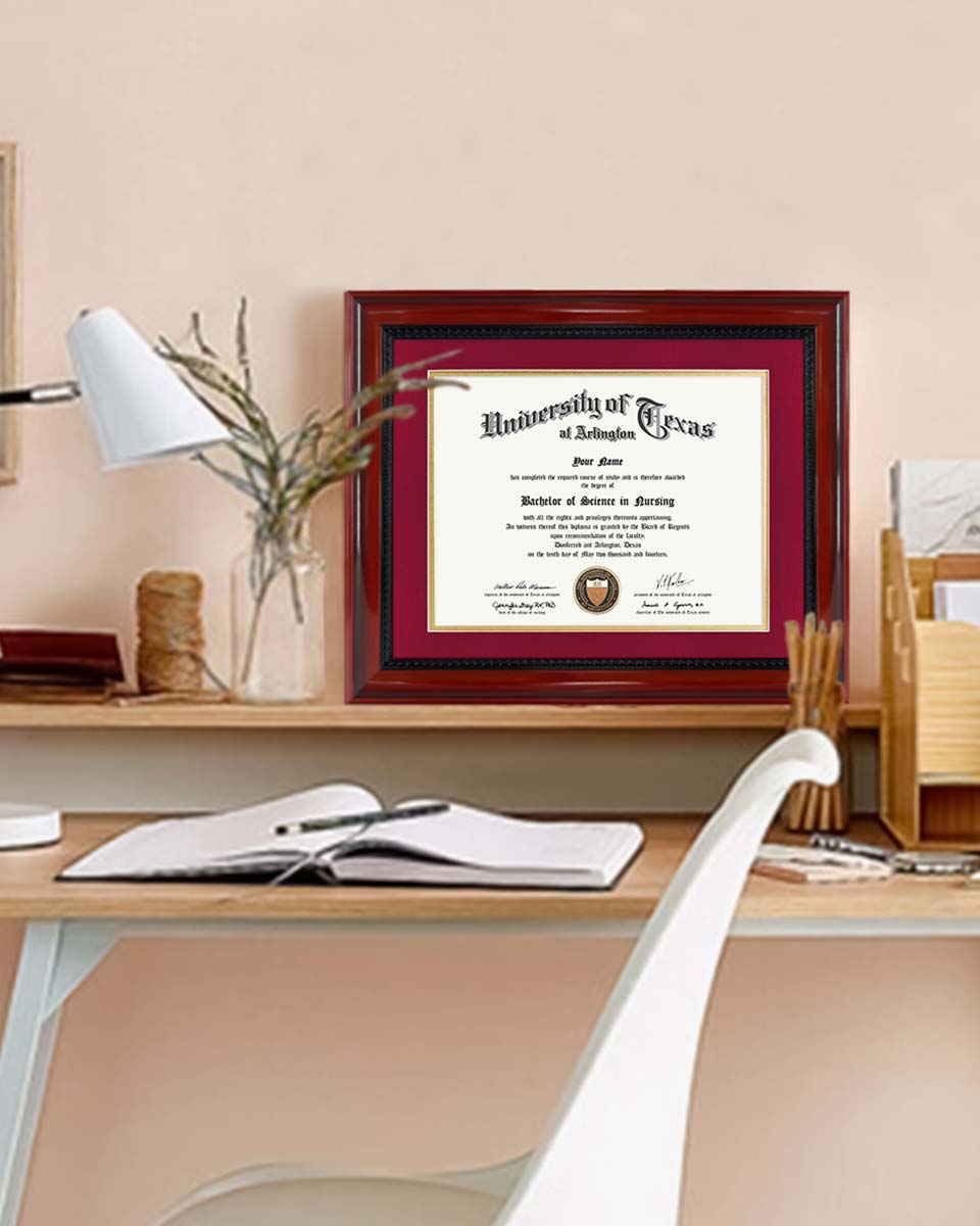 Certificate Solid Wood Frame with Intricate Black Rope Detail for 8.5"*11"/11"*14" - 10 Colors Available