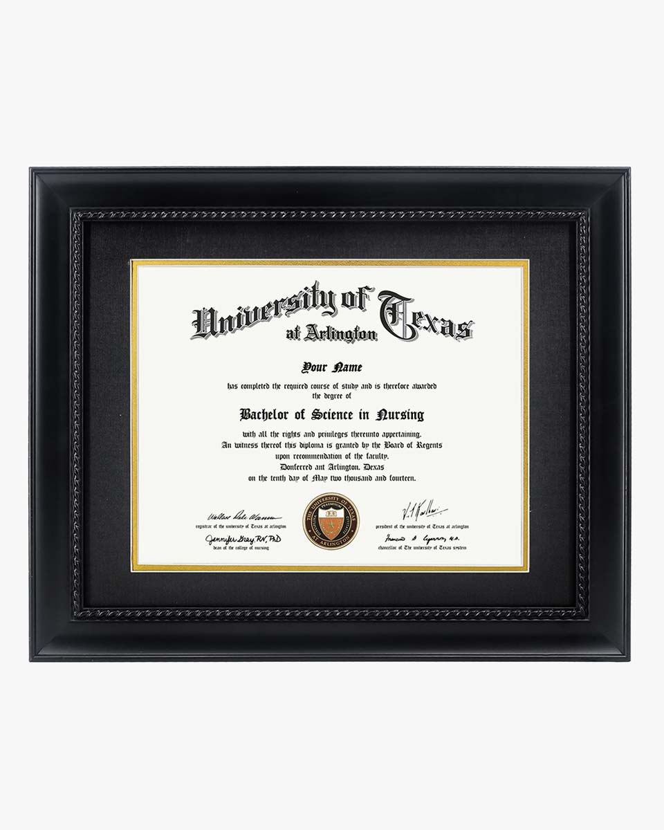 Certificate Solid Wood Frame with Intricate Black Rope Detail for 8.5"*11"/11"*14" - 10 Colors Available