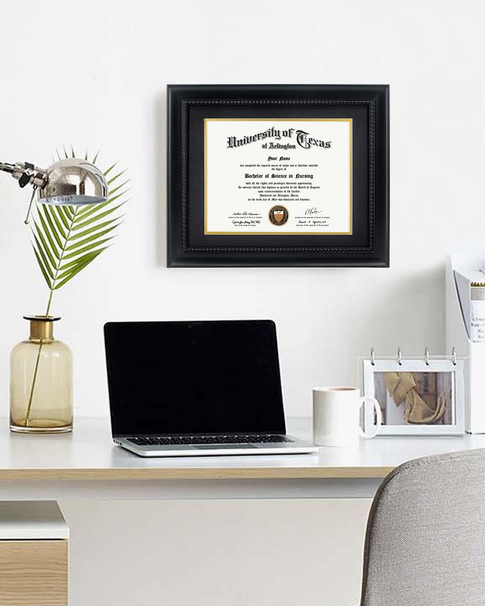 Certificate Solid Wood Frame with Intricate Black Rope Detail for 8.5"*11"/11"*14" - 10 Colors Available