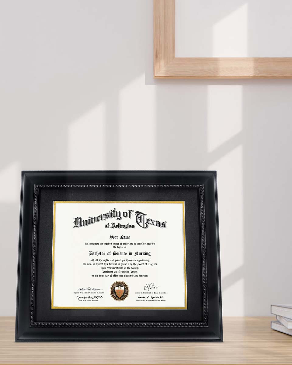 Certificate Solid Wood Frame with Intricate Black Rope Detail for 8.5"*11"/11"*14" - 10 Colors Available