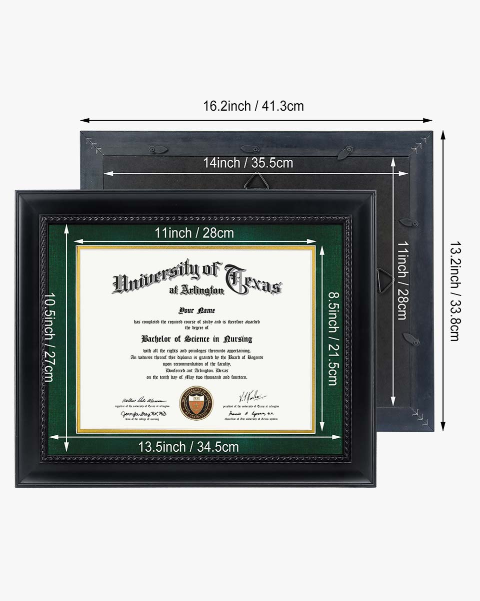 Certificate Solid Wood Frame with Intricate Black Rope Detail for 8.5"*11"/11"*14" - 10 Colors Available