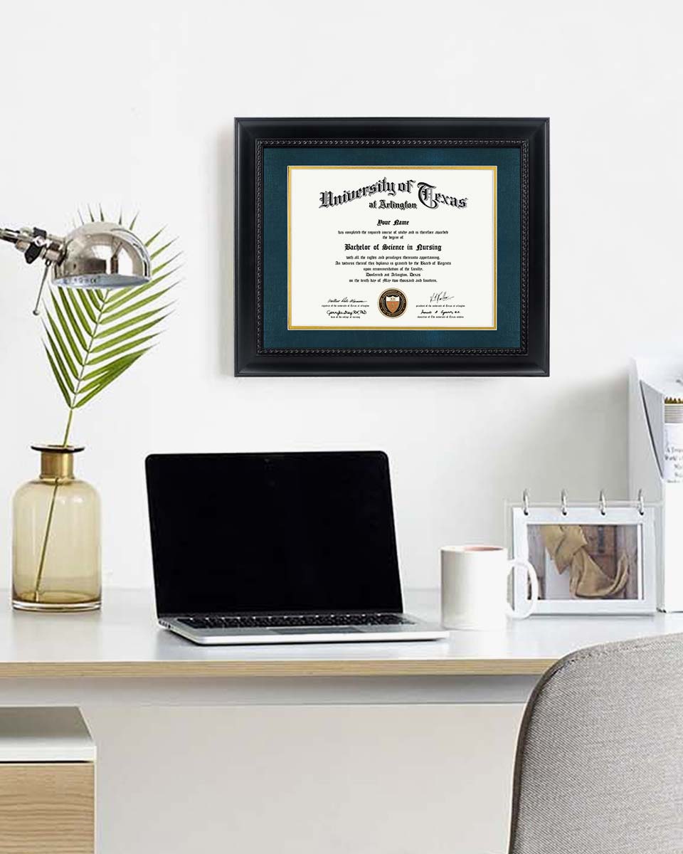 Certificate Solid Wood Frame with Intricate Black Rope Detail for 8.5"*11"/11"*14" - 10 Colors Available