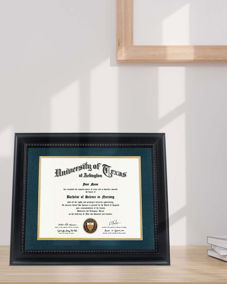 Certificate Solid Wood Frame with Intricate Black Rope Detail for 8.5"*11"/11"*14" - 10 Colors Available