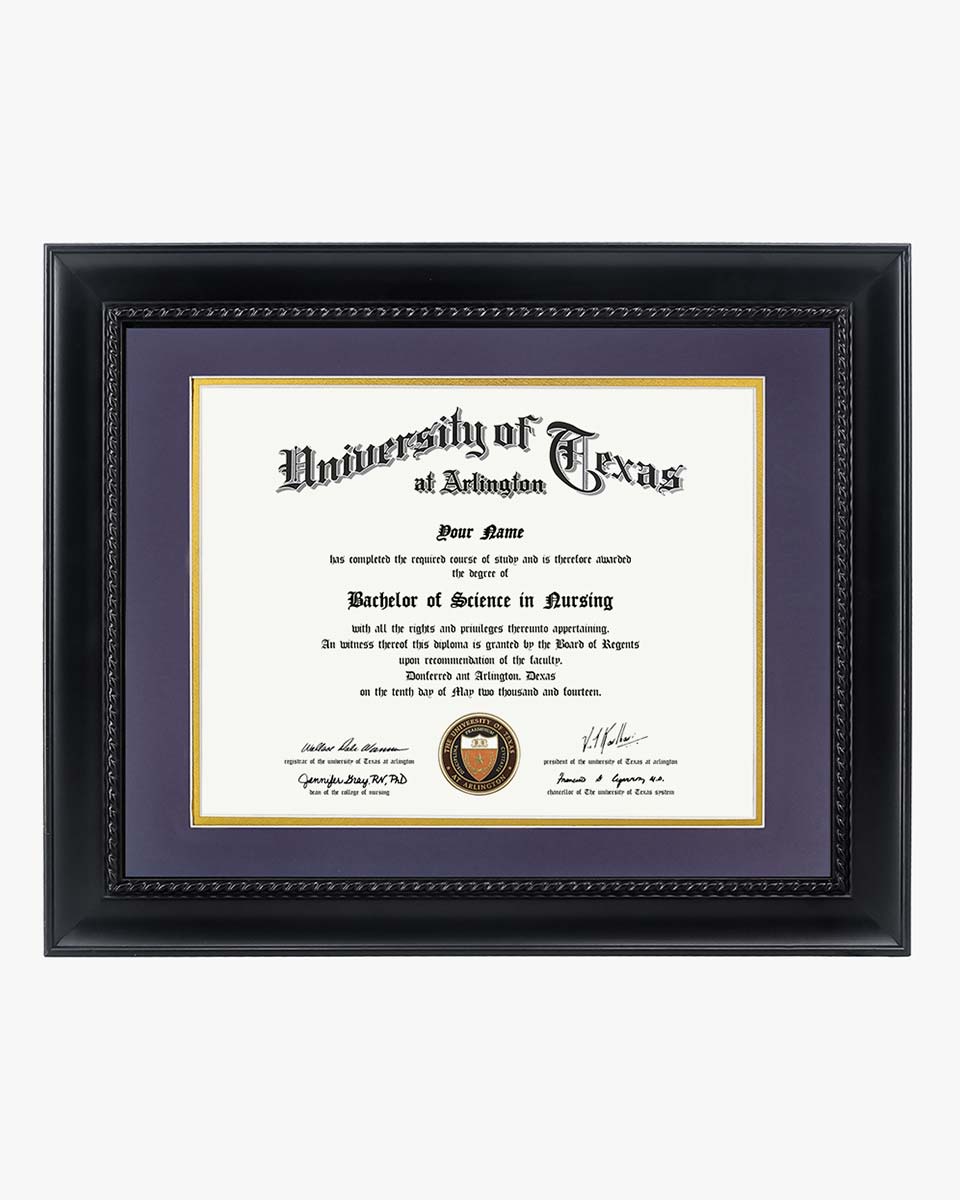 Certificate Solid Wood Frame with Intricate Black Rope Detail for 8.5"*11"/11"*14" - 10 Colors Available