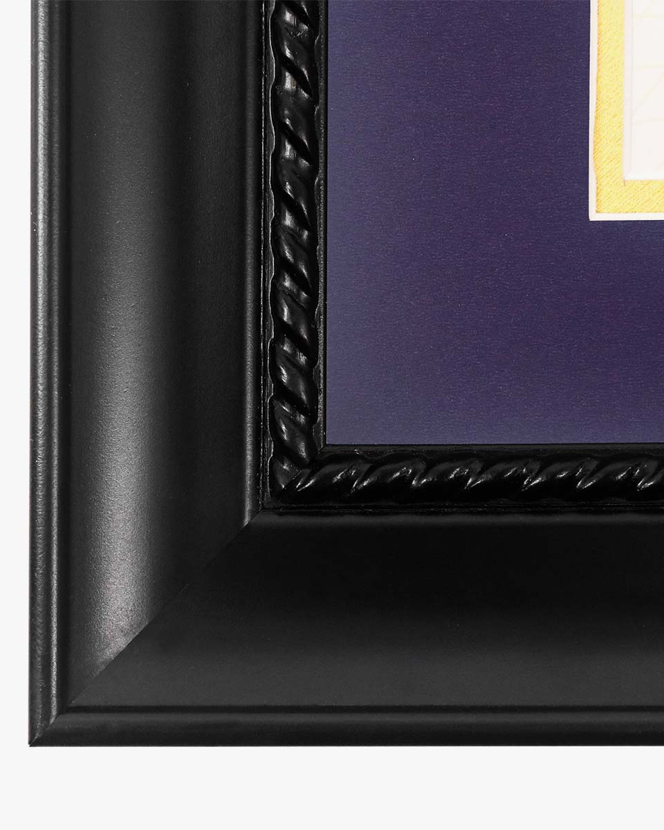 Certificate Solid Wood Frame with Intricate Black Rope Detail for 8.5"*11"/11"*14" - 10 Colors Available