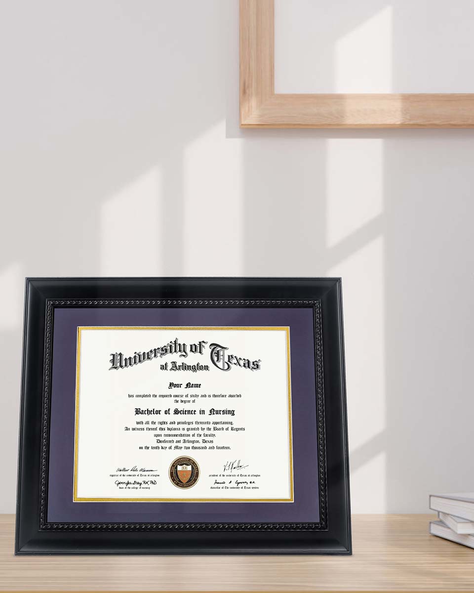 Certificate Solid Wood Frame with Intricate Black Rope Detail for 8.5"*11"/11"*14" - 10 Colors Available