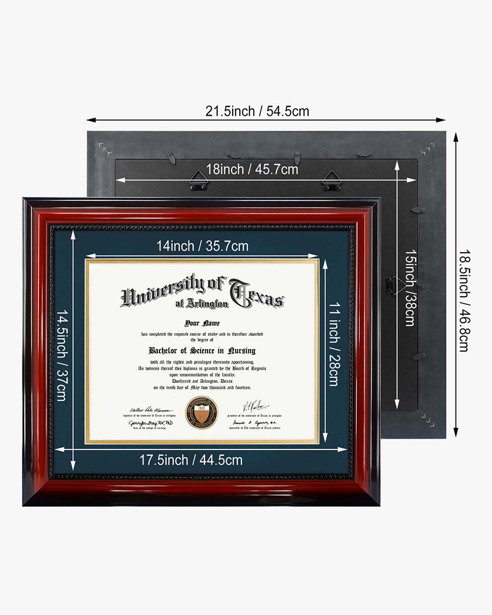 Certificate Solid Wood Frame with Intricate Black Rope Detail for 11"*14"/15"*18" - 10 Colors Available