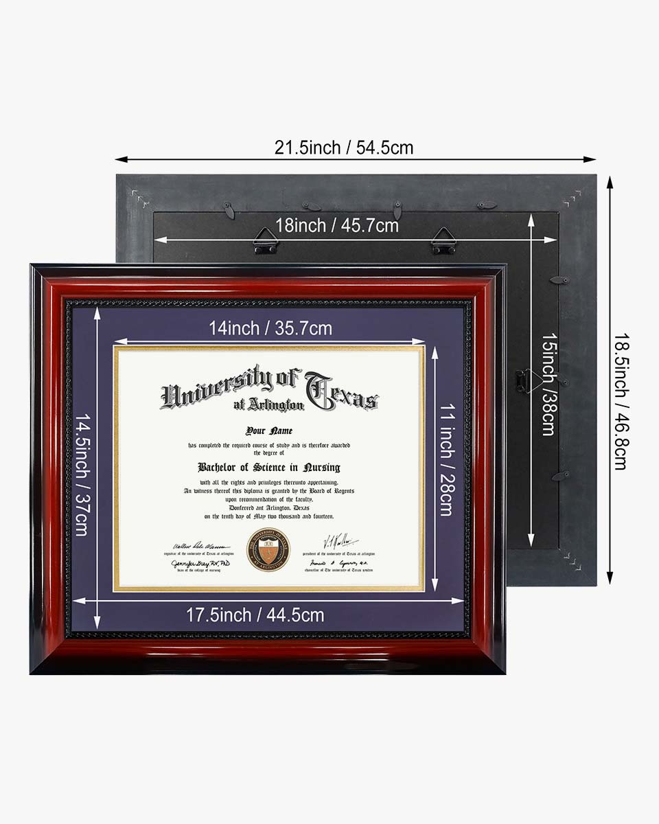 Certificate Solid Wood Frame with Intricate Black Rope Detail for 11"*14"/15"*18" - 10 Colors Available