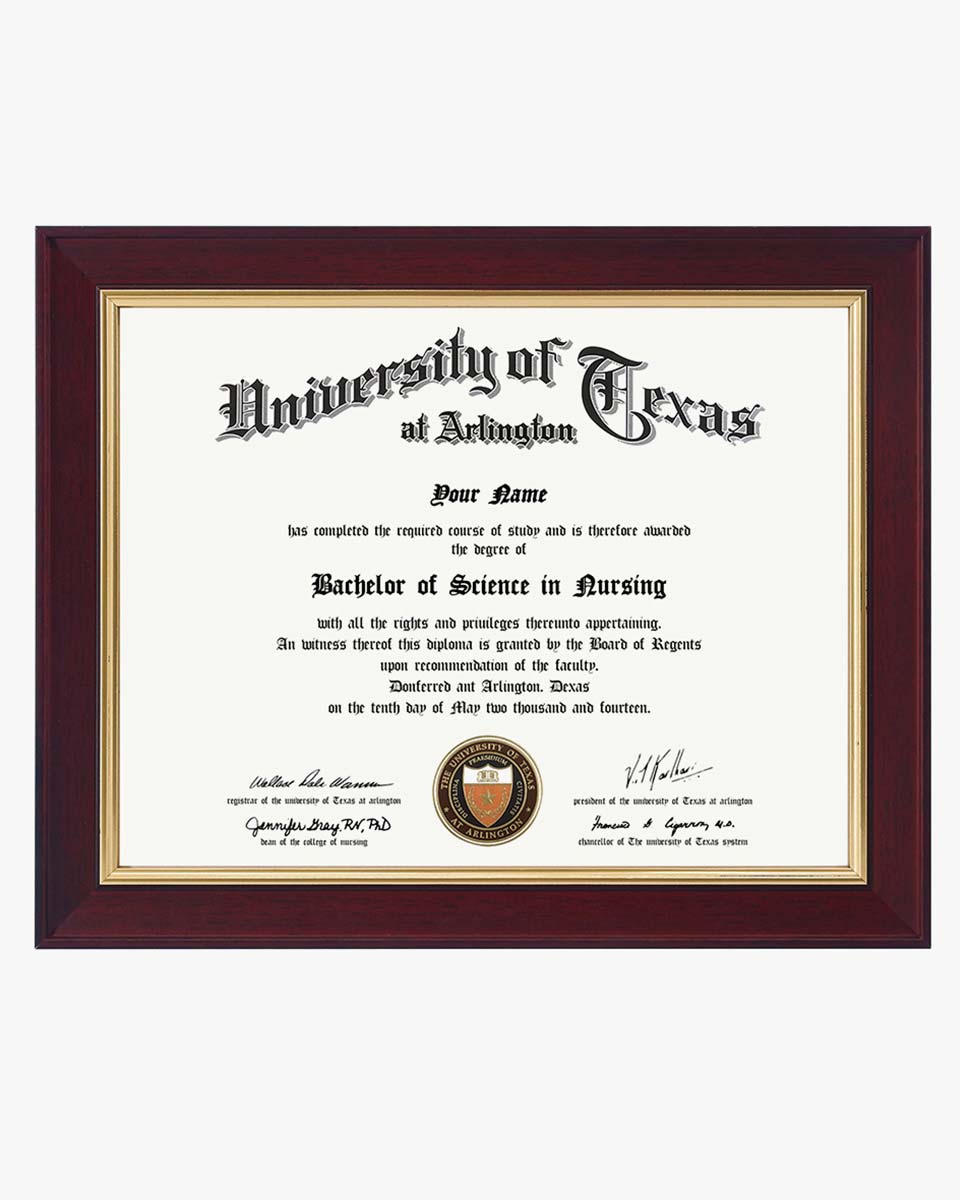 Wood Diploma Frame with Gold Trim Tempered Glass 8.5*11 – 3 Colors Available