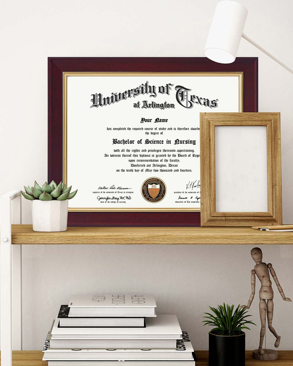 Wood Diploma Frame with Gold Trim Tempered Glass 8.5*11 – 3 Colors Available