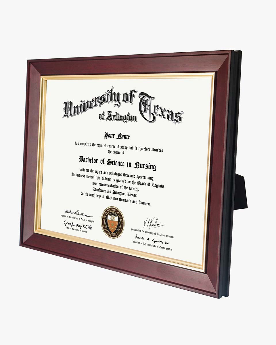 Wood Diploma Frame with Gold Trim Tempered Glass 8.5*11 – 3 Colors Available