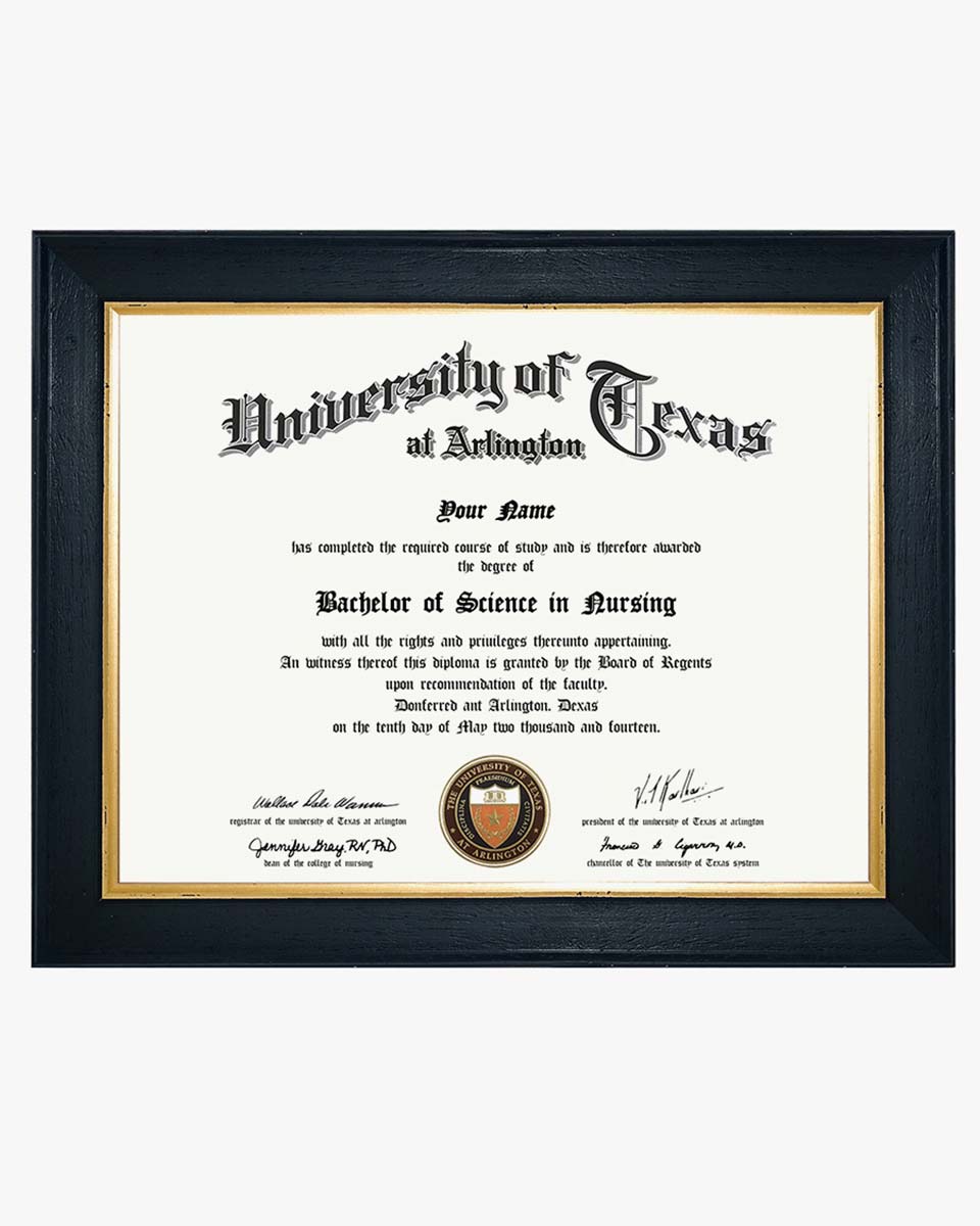 Wood Diploma Frame with Gold Trim Tempered Glass 8.5*11 – 3 Colors Available