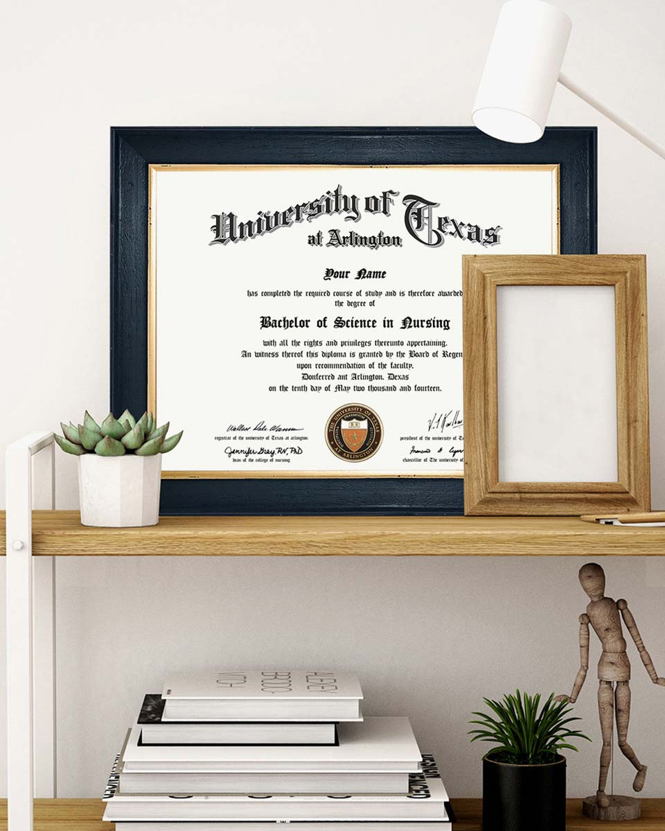 Wood Diploma Frame with Gold Trim Tempered Glass 8.5*11 – 3 Colors Available