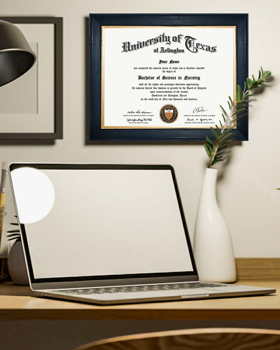 Wood Diploma Frame with Gold Trim Tempered Glass 8.5*11 – 3 Colors Available