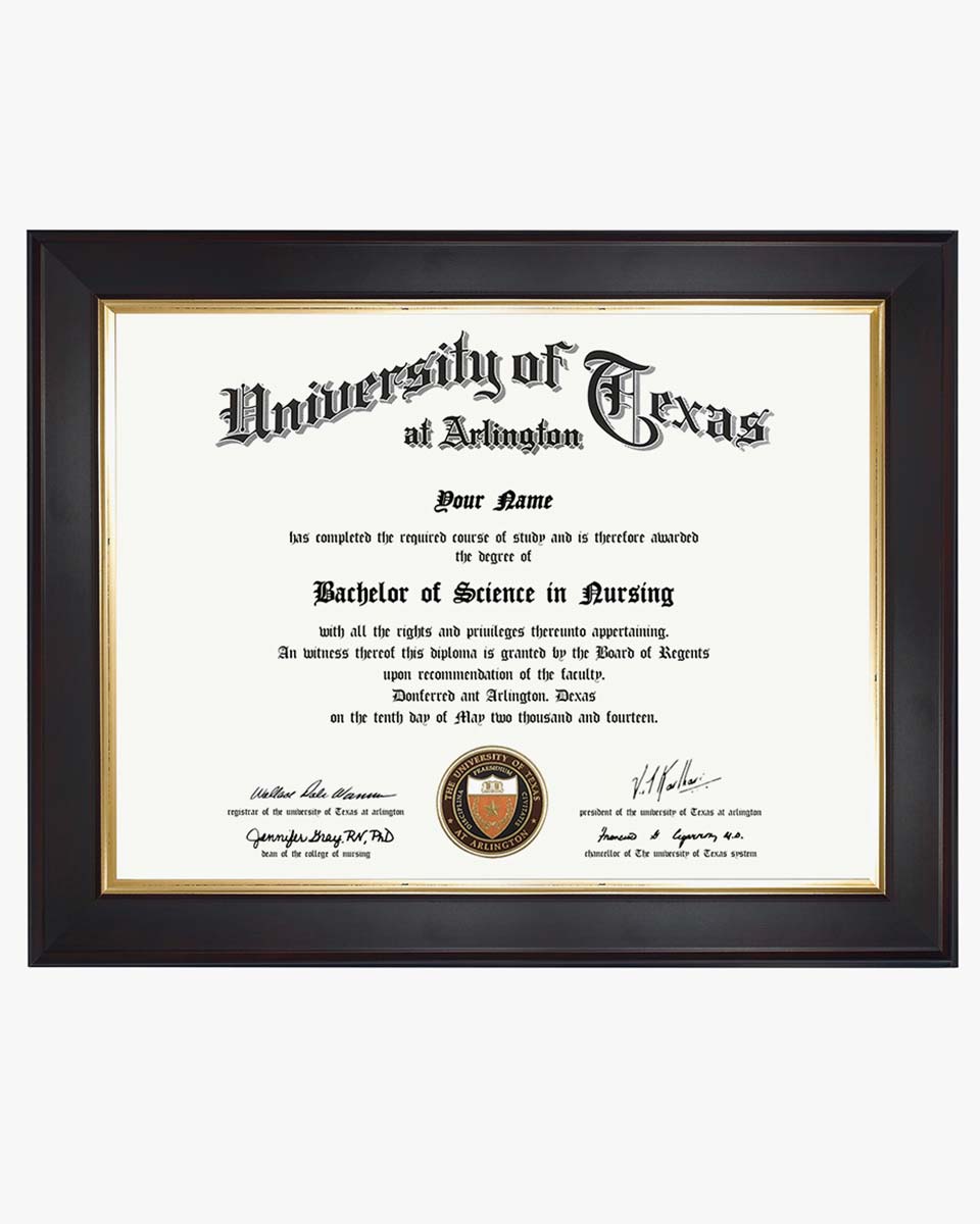 Wood Diploma Frame with Gold Trim Tempered Glass 8.5*11 – 3 Colors Available