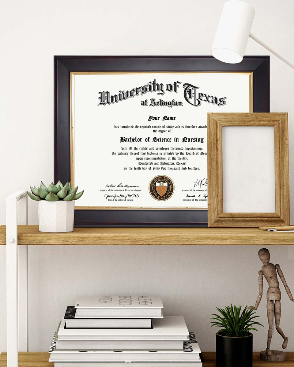 Wood Diploma Frame with Gold Trim Tempered Glass 8.5*11 – 3 Colors Available