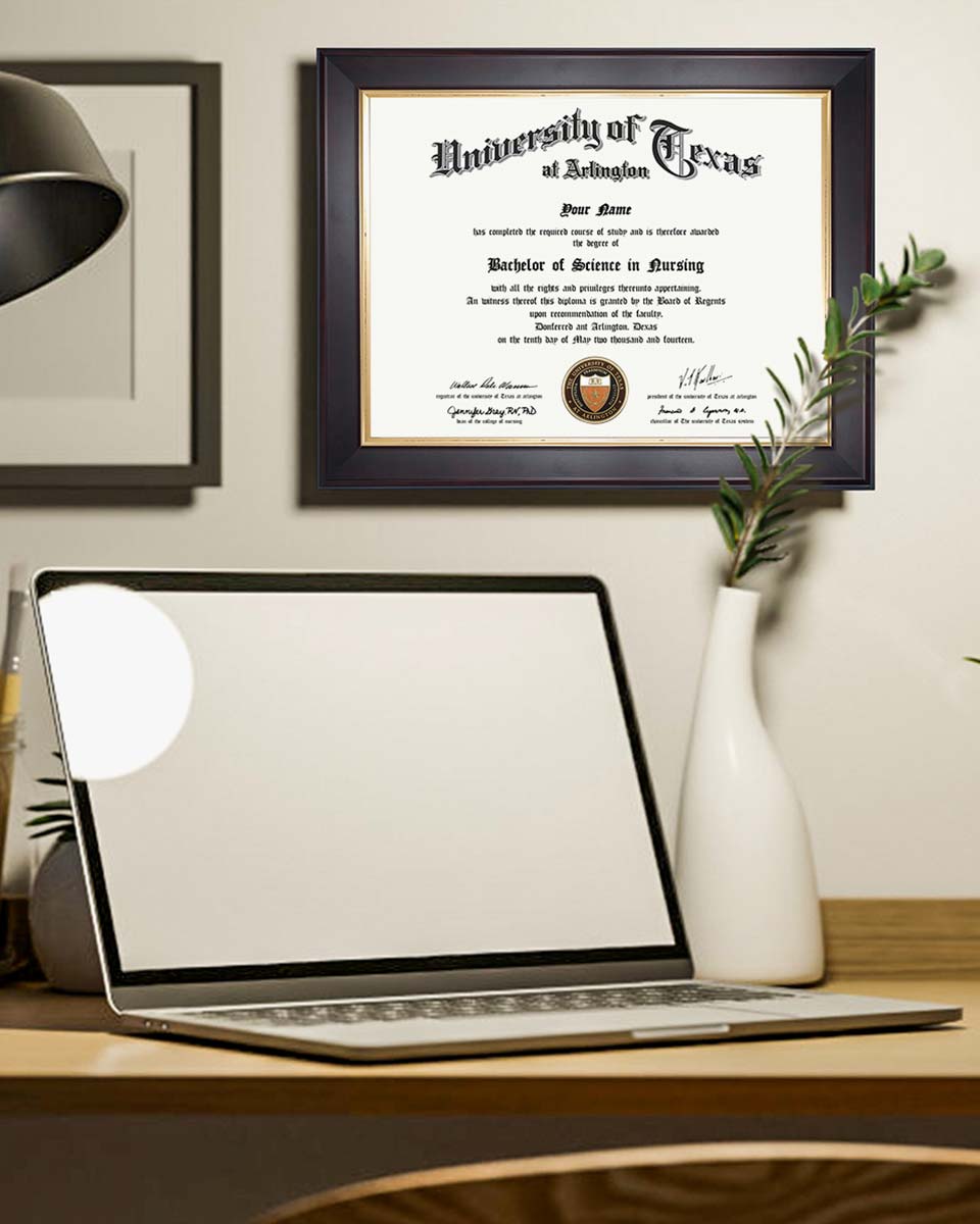 Wood Diploma Frame with Gold Trim Tempered Glass 8.5*11 – 3 Colors Available