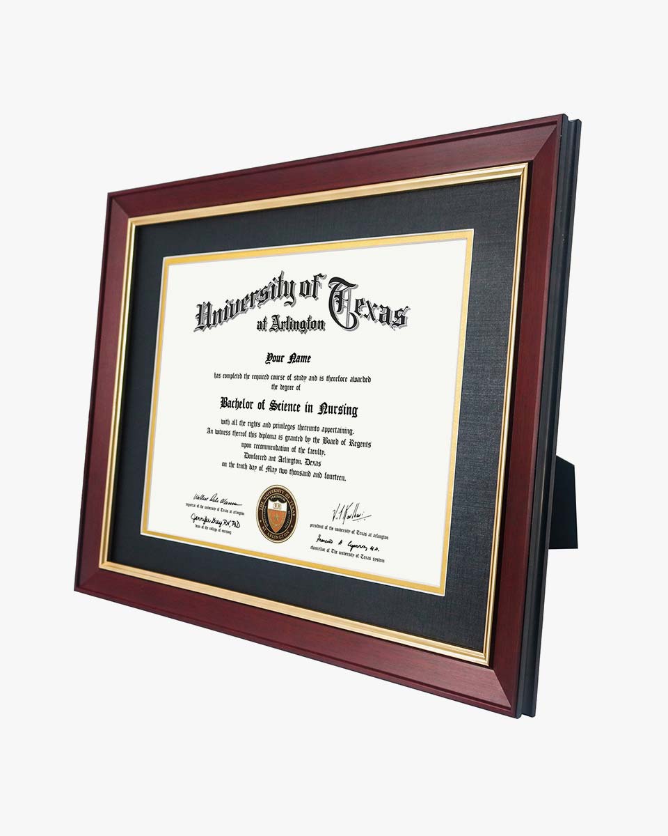 Wood Diploma Frame with Gold Trim Tempered Glass 8.5*11 /11*14 – 15 Colors Available