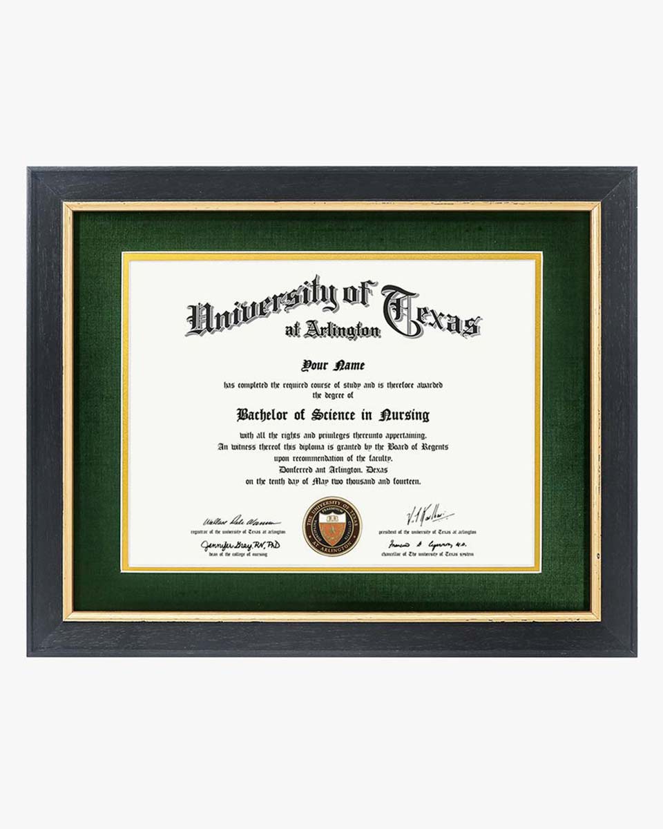 Wood Diploma Frame with Gold Trim Tempered Glass 8.5*11 /11*14 – 15 Colors Available